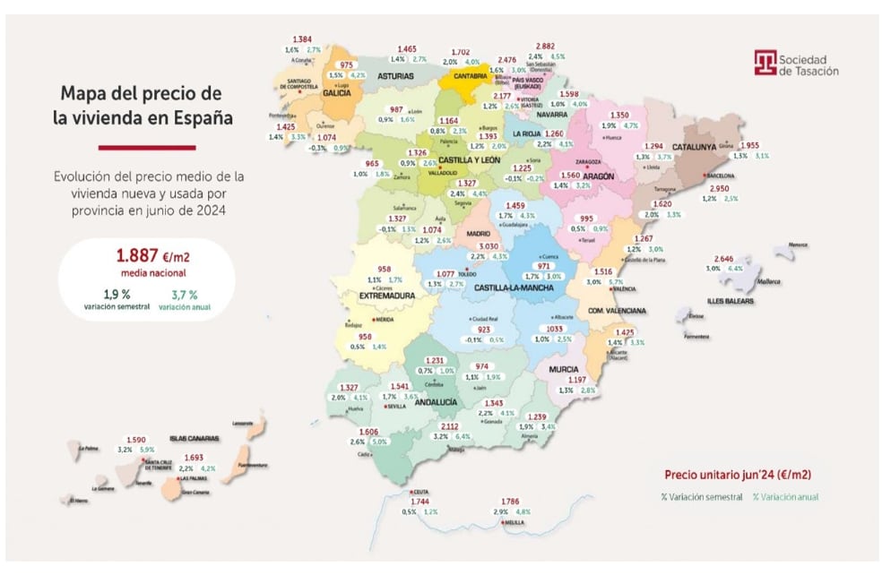 Mapa del precio de la vivienda en España