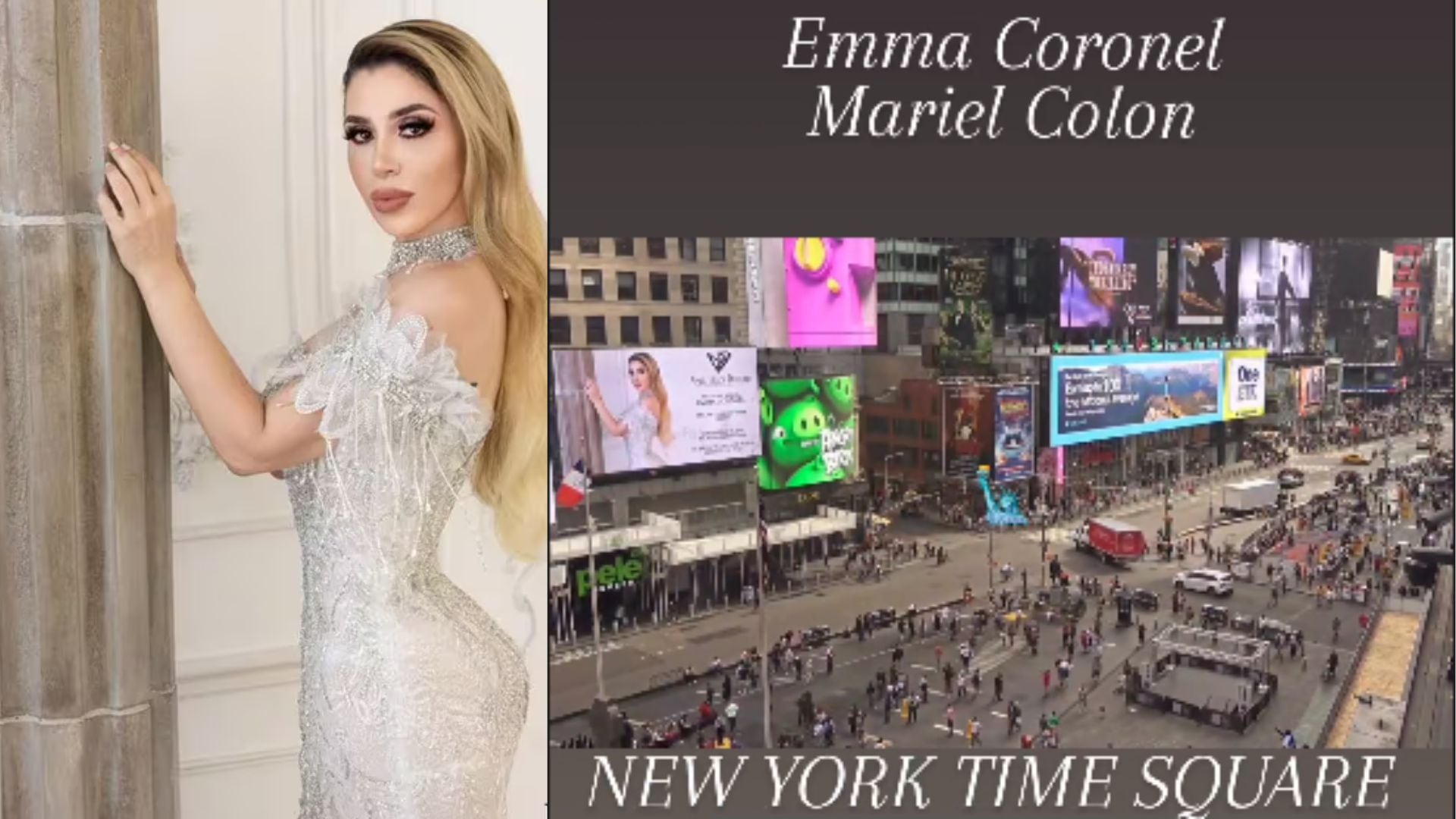 Así fue como Emma Coronel apareció en un anuncio publicitario en Times Square, en Nueva York