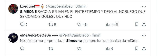 memes cambio simeone julián álvarez