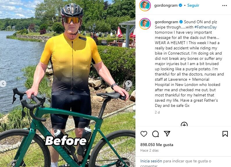 Gordon Ramsay, accidente en bicicleta