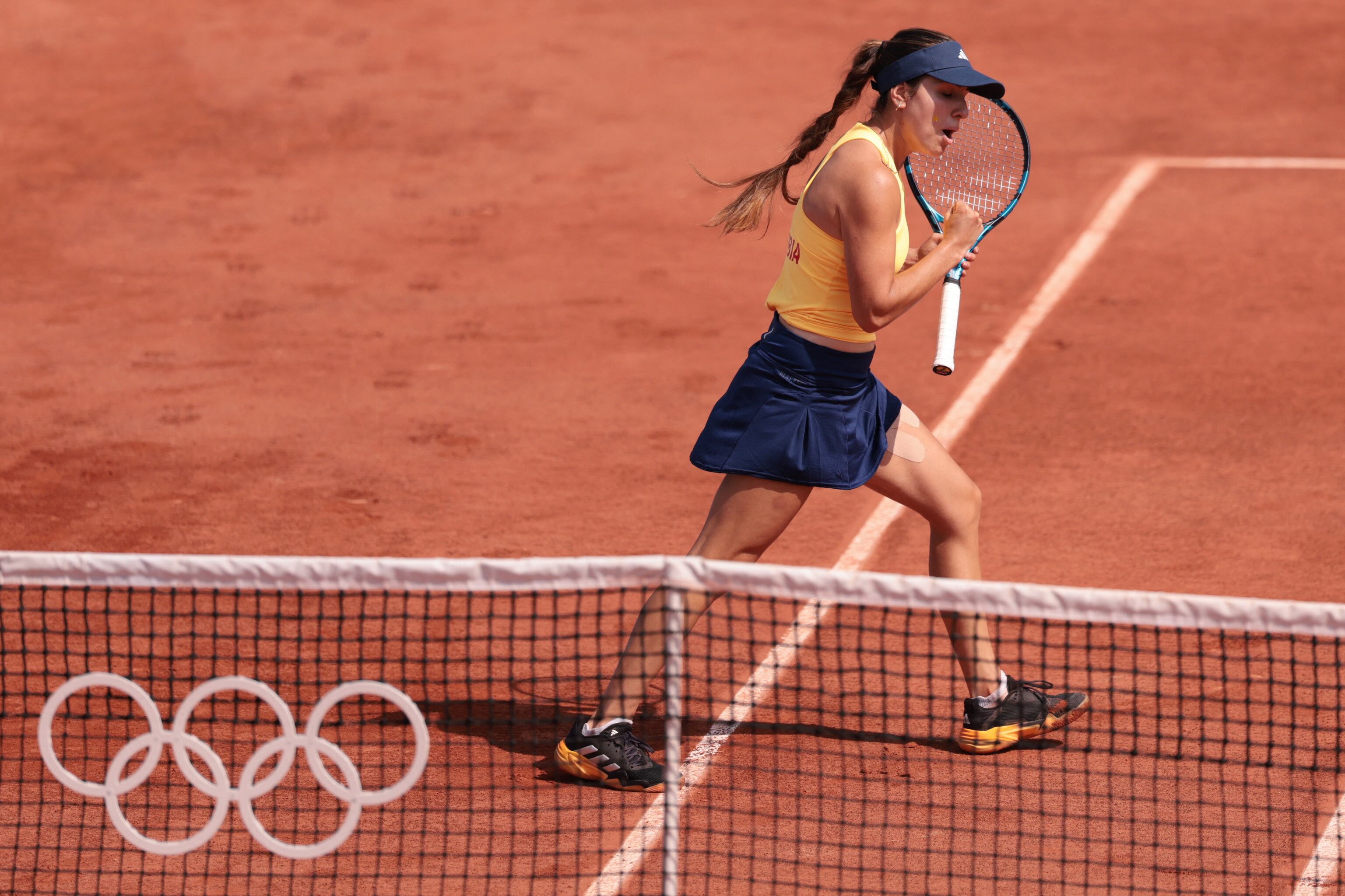 Camila Osorio equilibra el segundo set ante la estadounidense Danielle Collins - crédito Claudia Greco / REUTERS