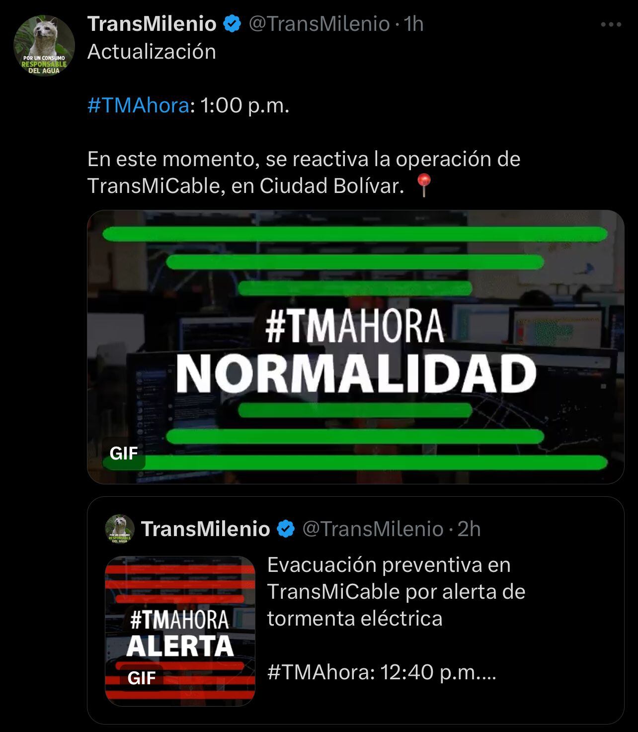 Se reactivó el funcionamiento del Transmicable - crédito Transmilenio/X