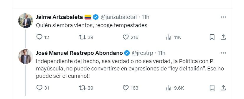 José Manuel Restrepo le responde a Jaime Arizabaleta por video del presidente Gustavo Petro - crédito @jrestrp