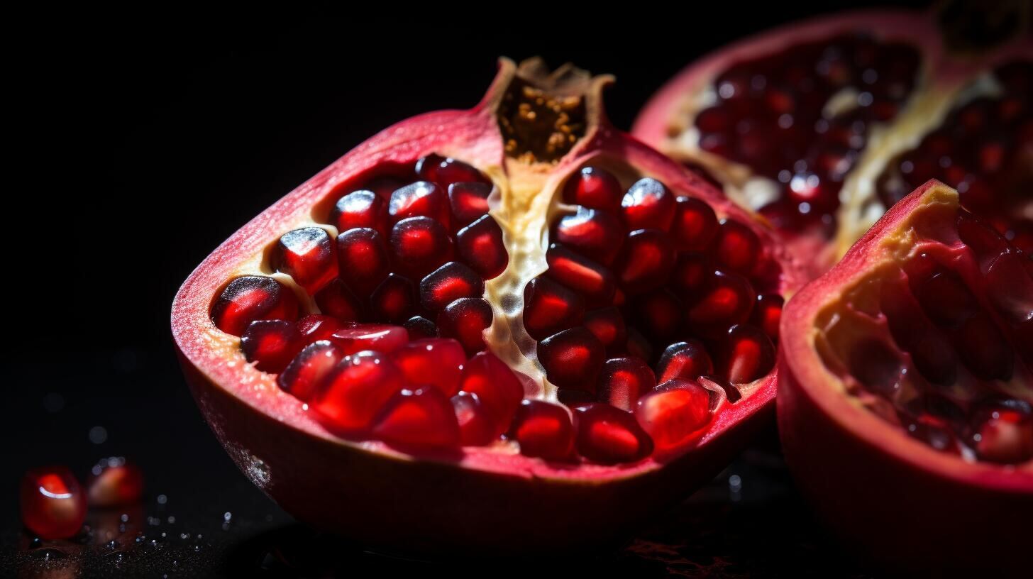 Macrofotografía que revela los detalles de una granada, destacando su vitalidad y nutrición. Una explosión de color que aporta vitaminas esenciales para una salud óptima. (Imagen ilustrativa Infobae)