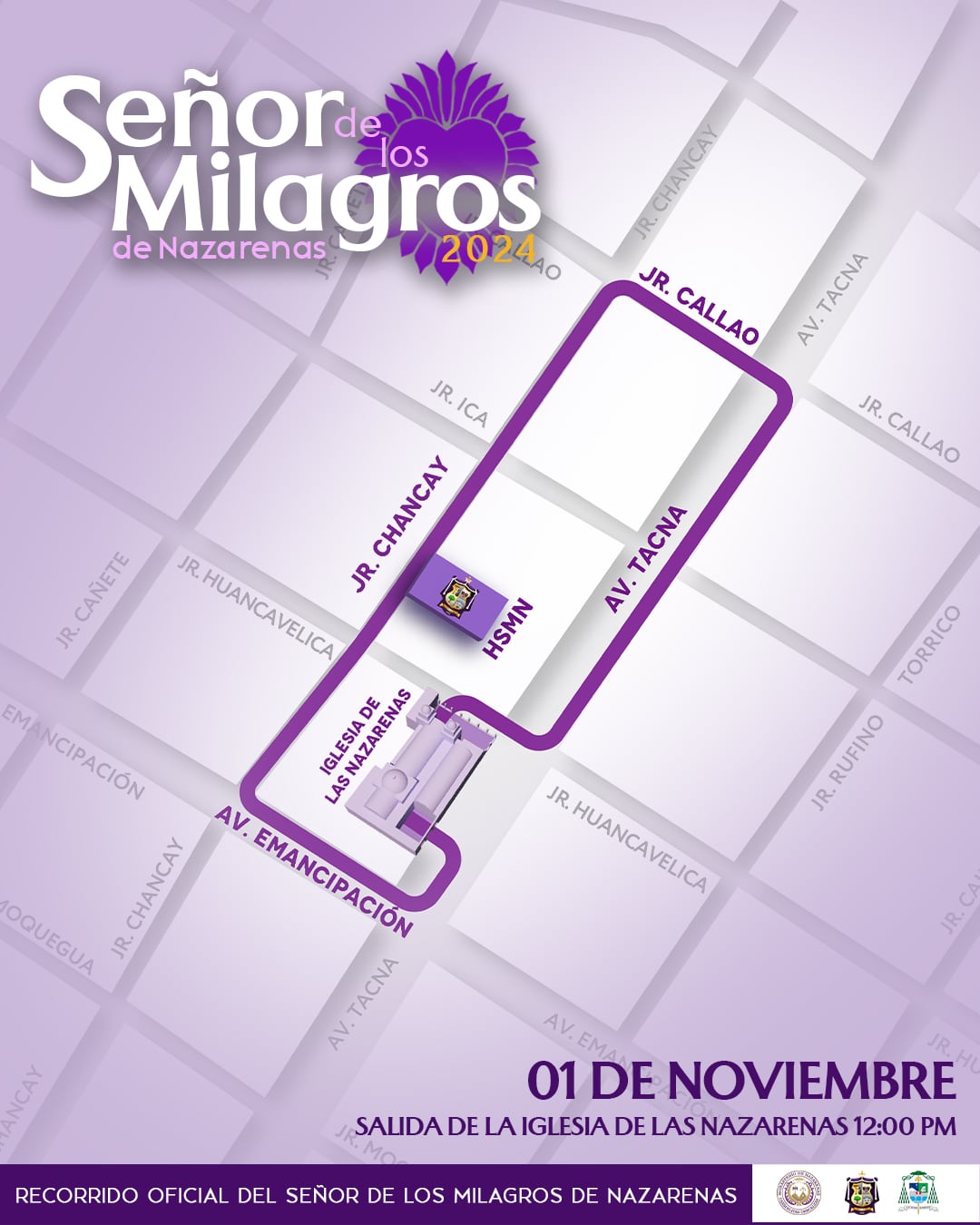 Recorrido del 01 de noviembre. (Foto: Facebook Hermandad del Señor de los Milagros)