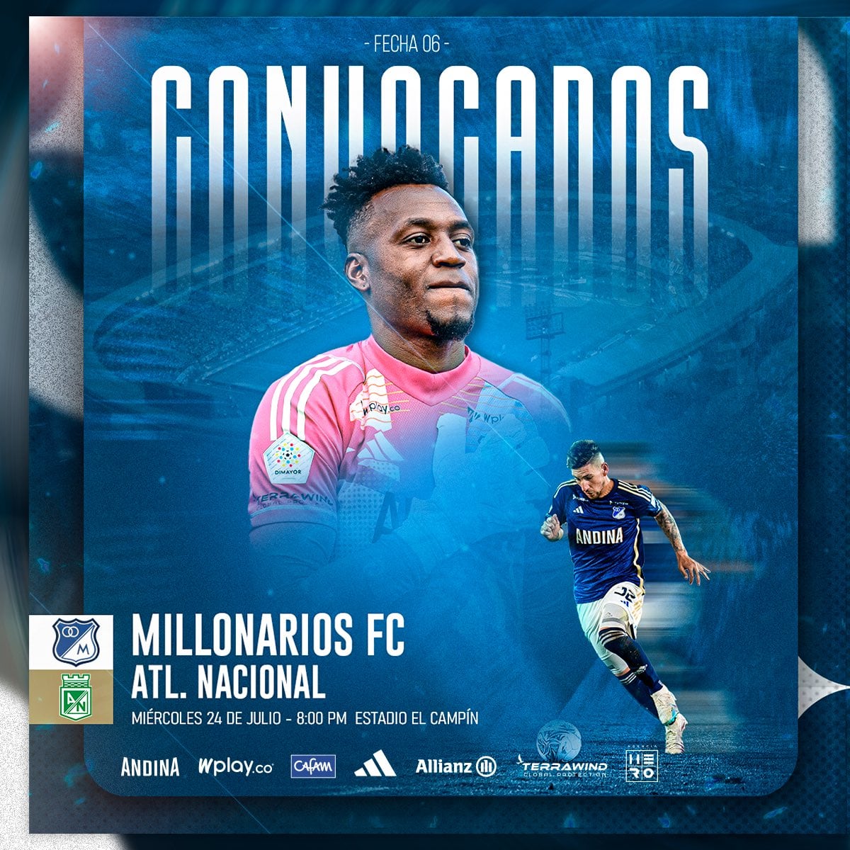 Radamel Falcao, Jovani Welch y Juan Pablo Vargas son las novedades más importantes de la convocatoria de Millonarios - crédito Millonarios FC