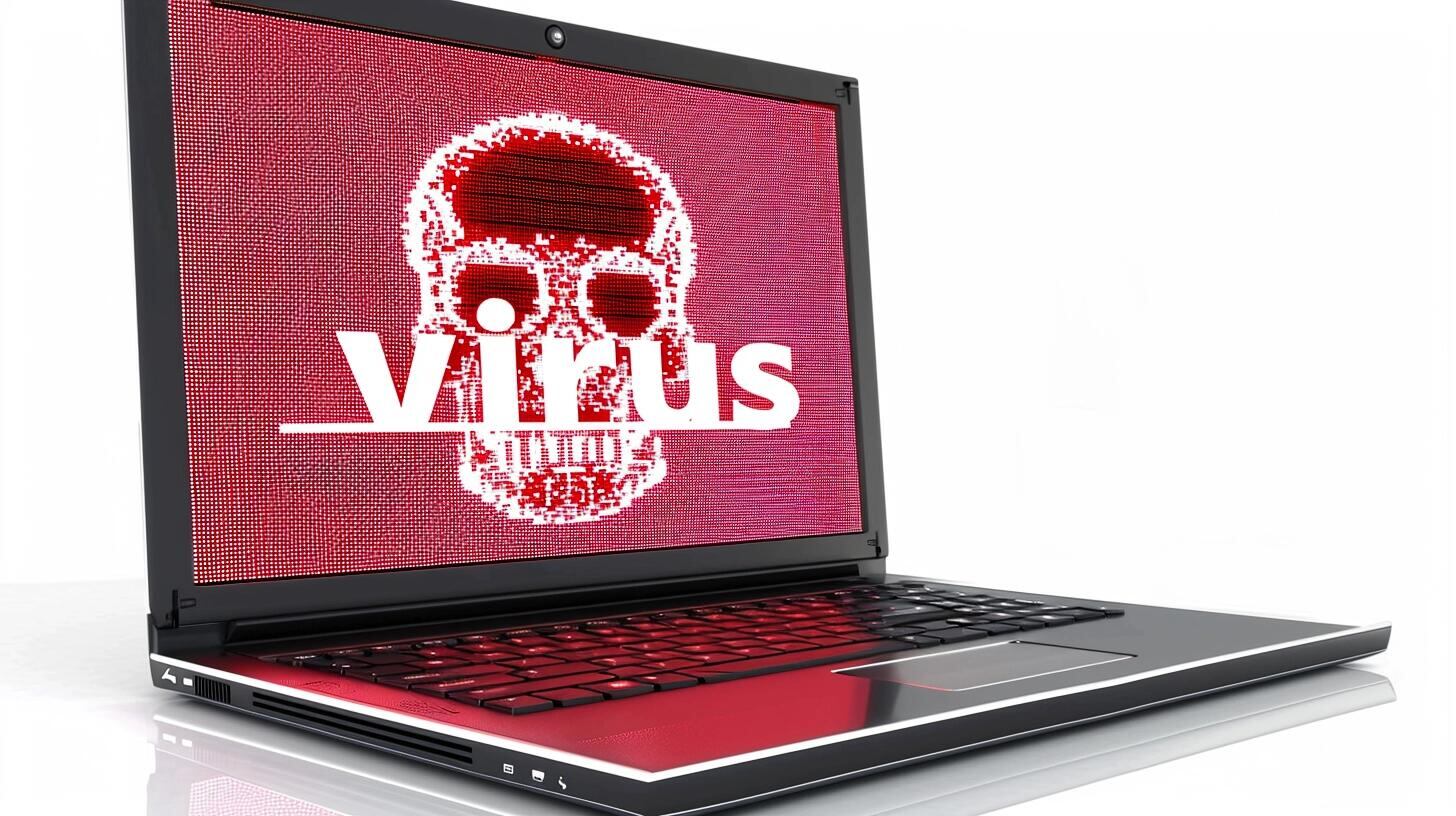 Computadora portátil con una alarma visual de seguridad, presentando una calavera roja que indica un posible ataque de malware o ransomware. Resalta la necesidad de precaución en la informática y la tecnología para protegerse contra el hackeo y la vulneración de datos personales. (Imagen ilustrativa Infobae)