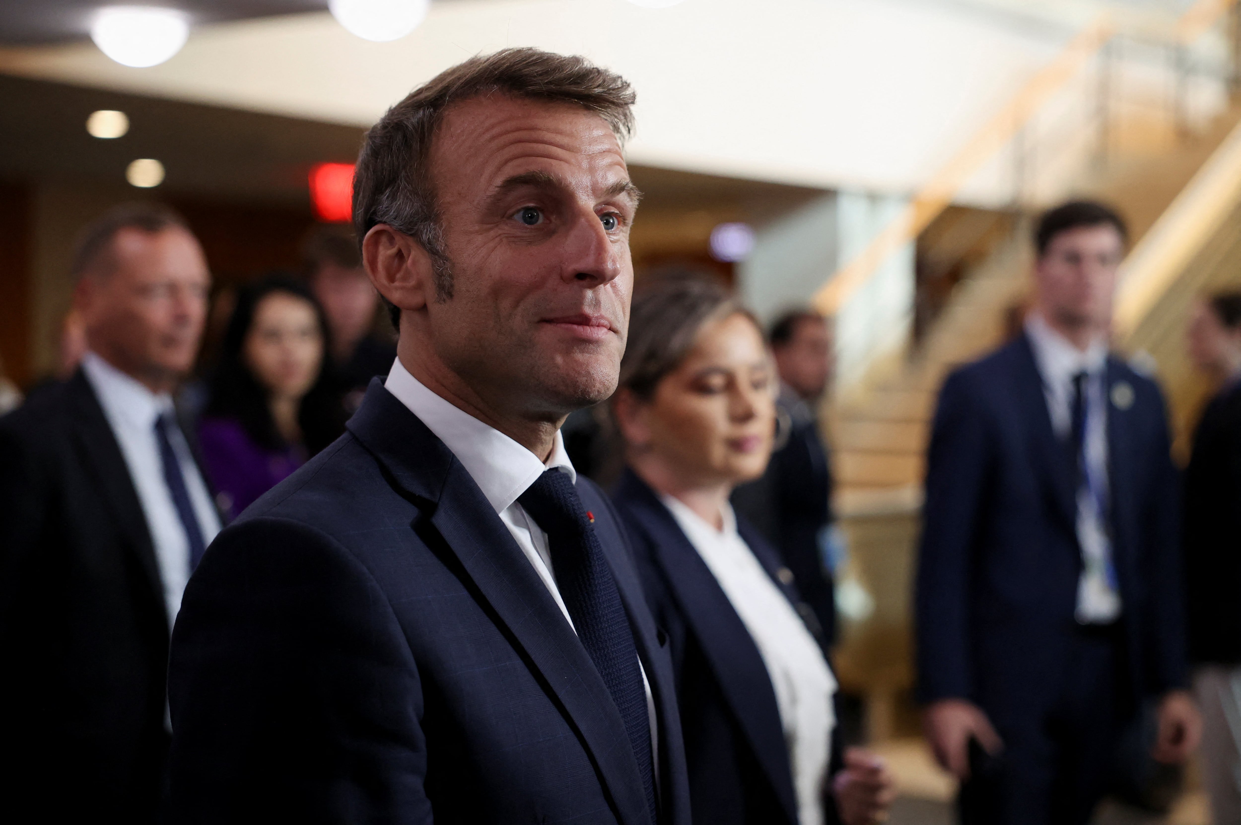 El presidente francés Emmanuel Macron se vio salpicado por un lamentable episodio en la Asamblea General de la ONU - crédito Caitlin Ochs/REUTERS