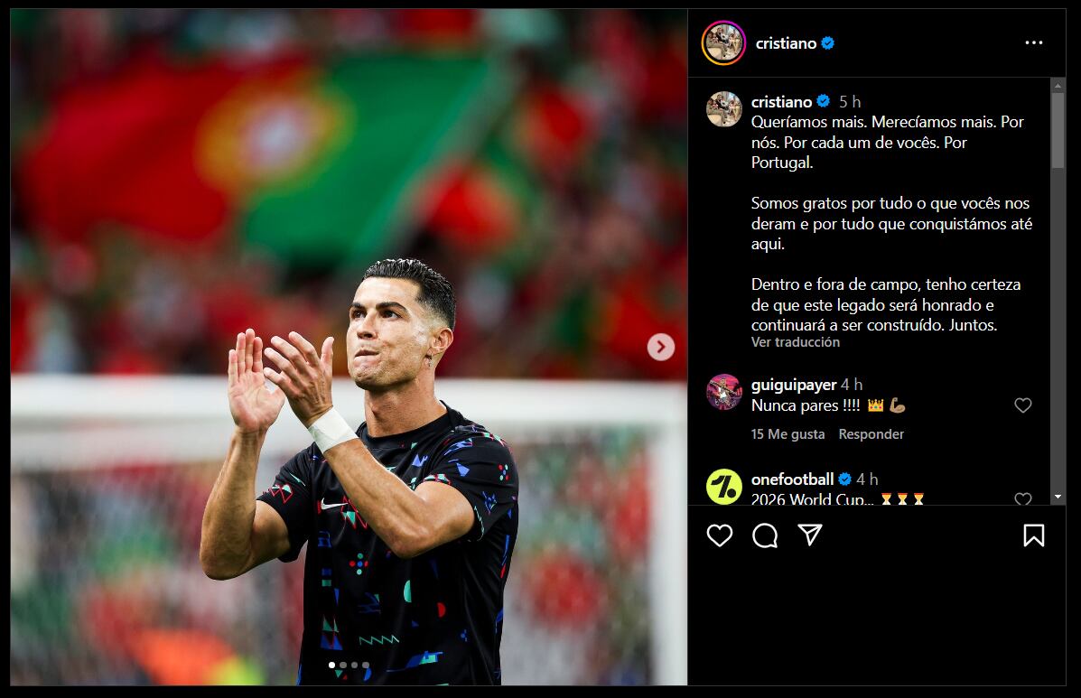 El mensaje de Cristiano Ronaldo después de la eliminación de Portugal en la Eurocopa