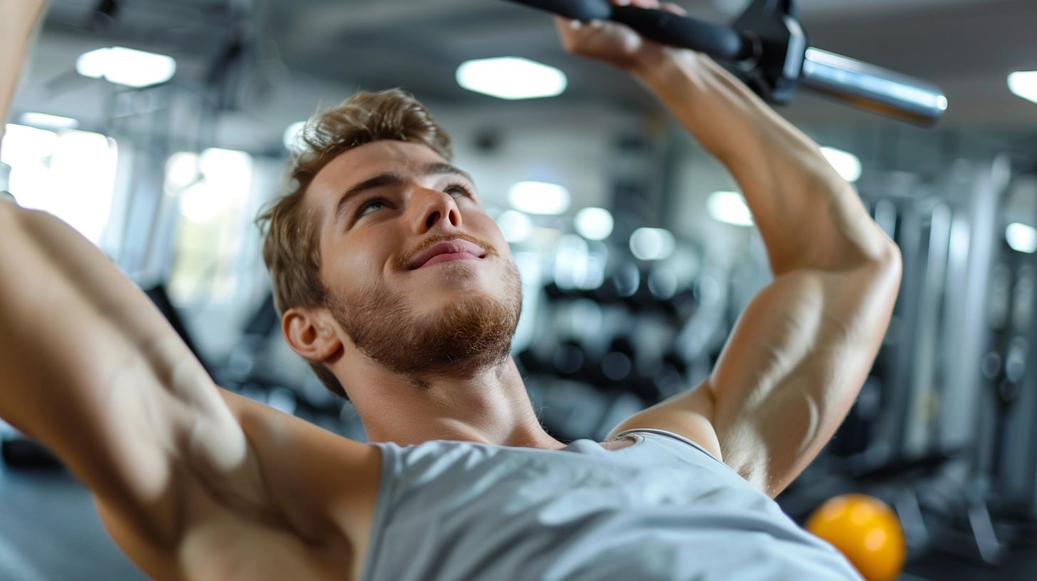 Hombre joven enfocado en mejorar su condición física a través del levantamiento de pesas en un ambiente de gimnasio, demostrando la importancia de la actividad física regular para la salud y el bienestar. Este momento refleja su dedicación a seguir un régimen de entrenamiento riguroso, evidenciando la relación entre ejercicio constante y calidad de vida. (Imagen ilustrativa Infobae)