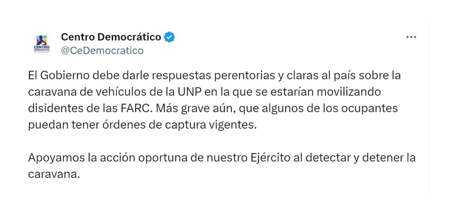 Centro Democrático sobre el escándalo de la UNP