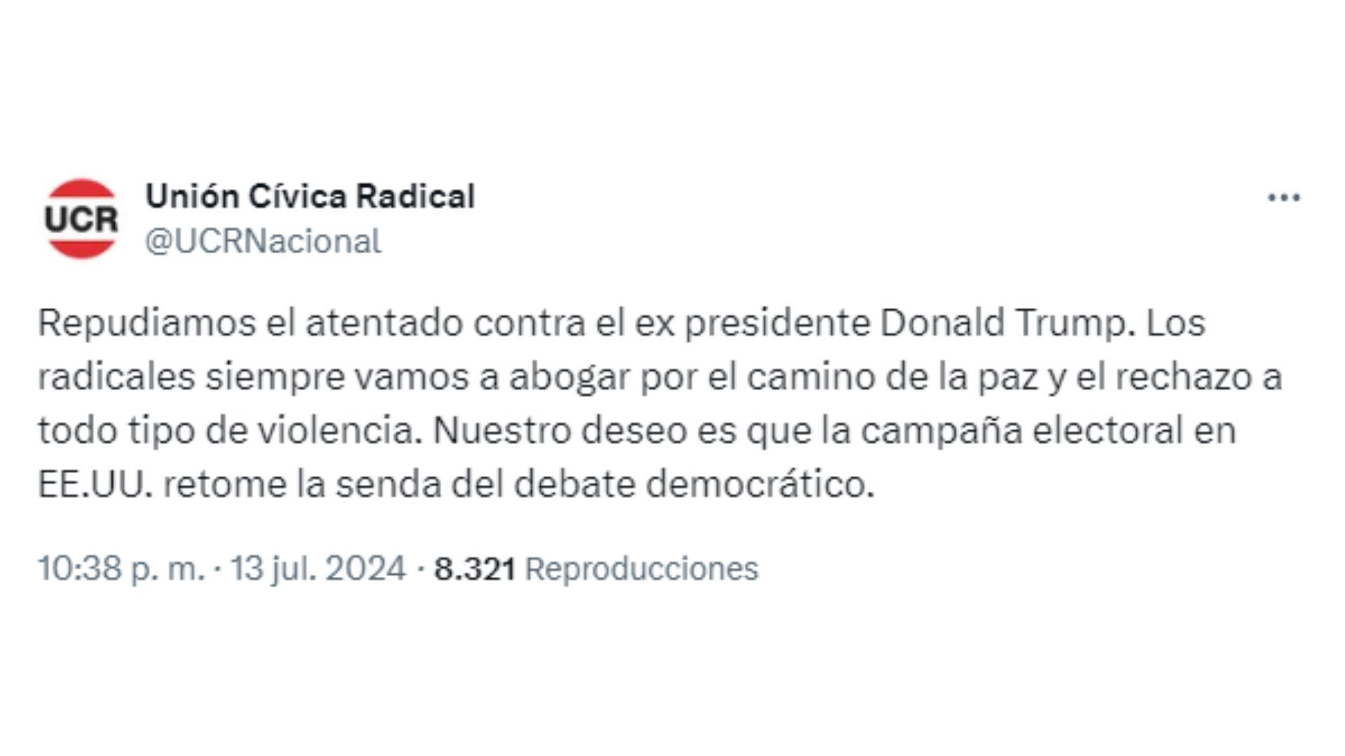 atentado contra Donald Trump reacciones del arco político argentino