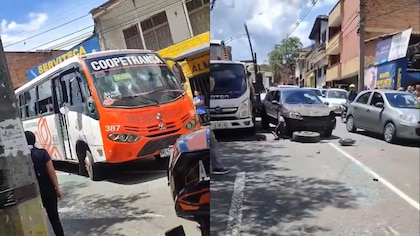 Por choque simple, conductor de bus y vehículo particular terminaron destrozando sus vehículos entre sí