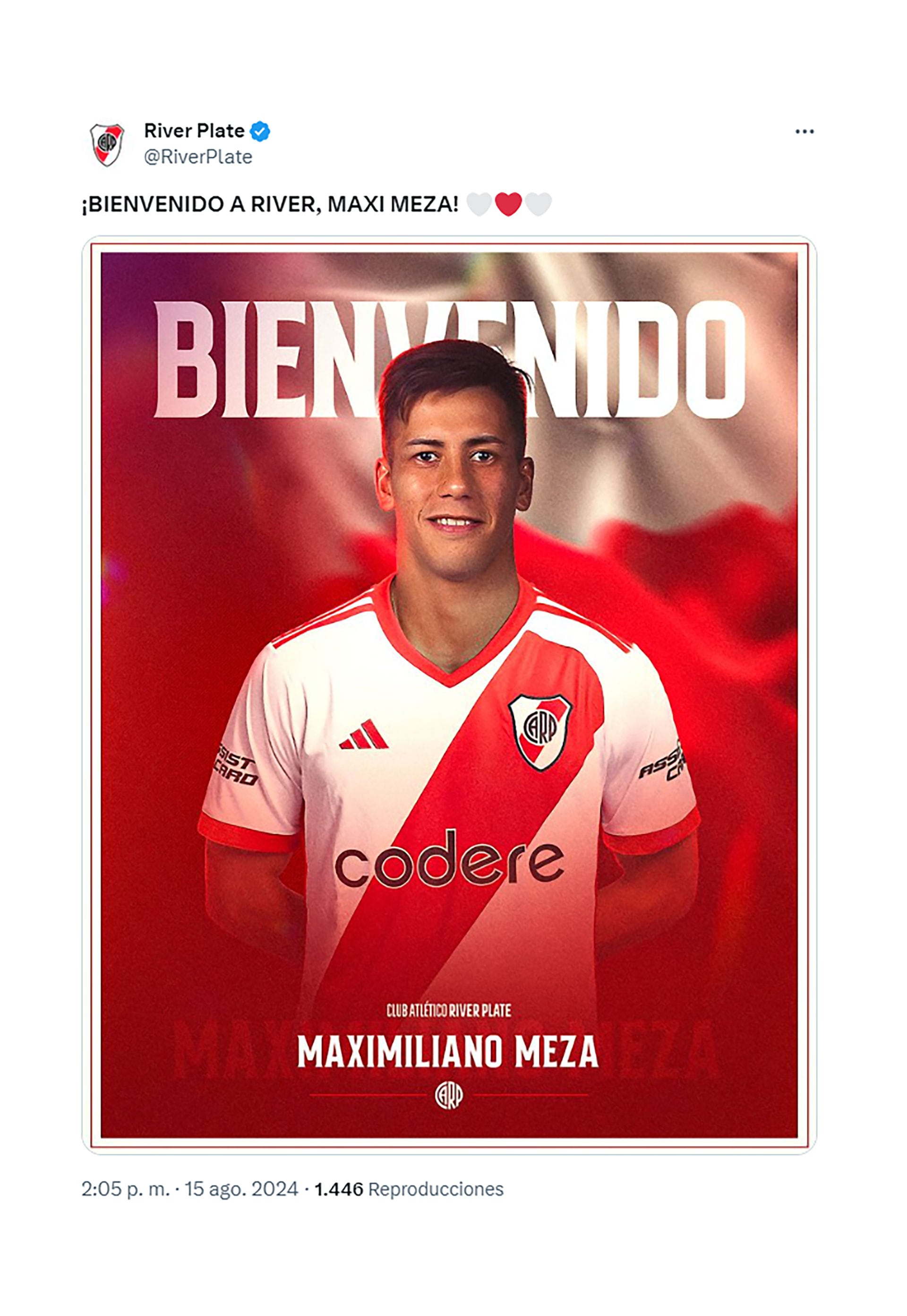 River Plate presentó a Maxi Meza