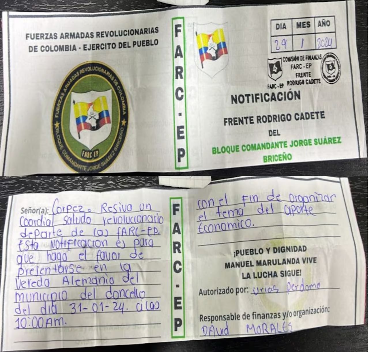 Así son los panfletos que circularon en el departamento del Caquetá - crédito redes sociales