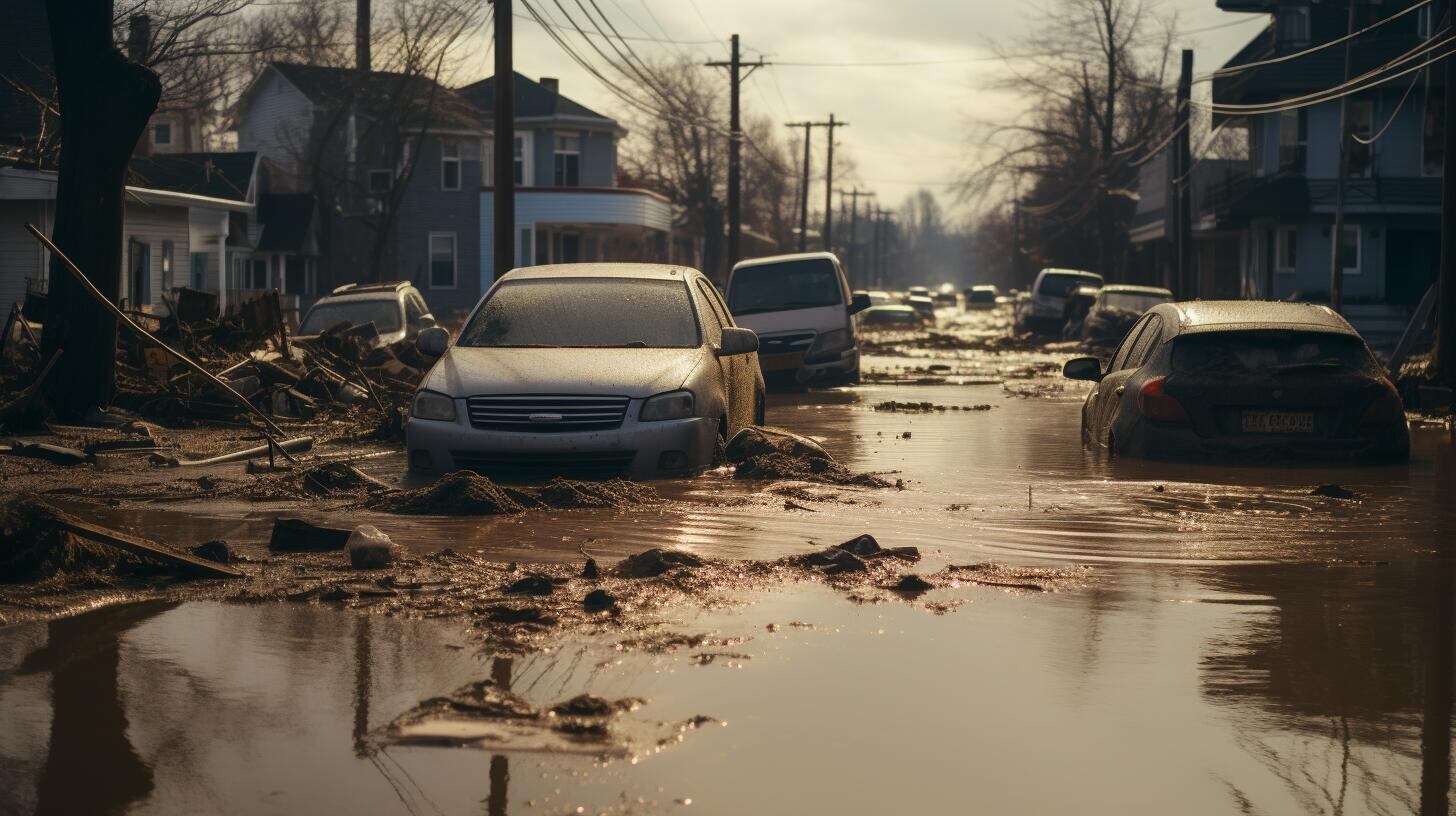 Crisis ambiental capturada: La imagen revela una calle inundada y cubierta de barro, un recordatorio visual de los desastres naturales atribuidos al cambio climático. Reflexiona sobre la importancia de preservar nuestro medio ambiente y proteger el planeta para las generaciones futuras. (Imagen Ilustrativa Infobae)