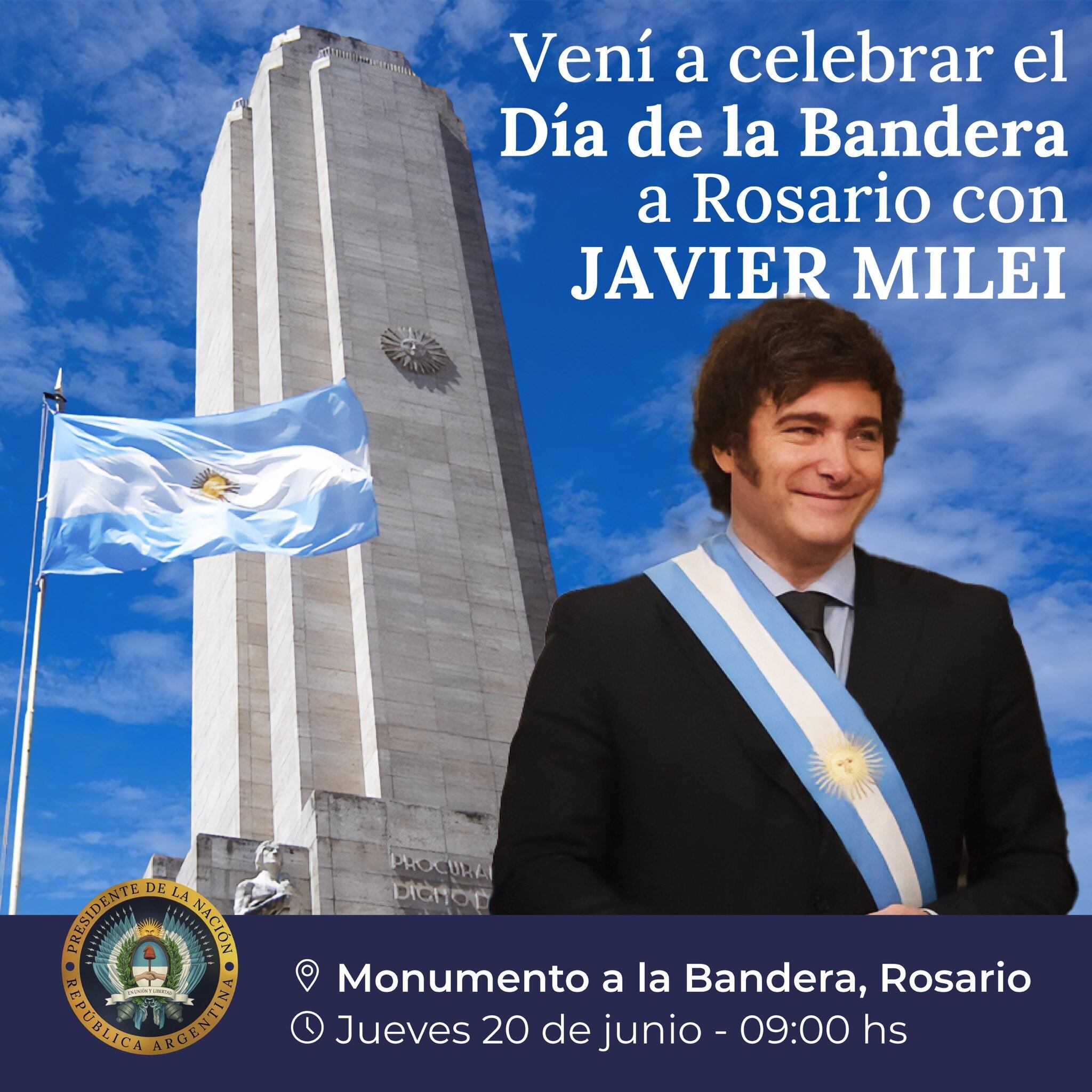 Javier Milei Día de la Bandera Rosario