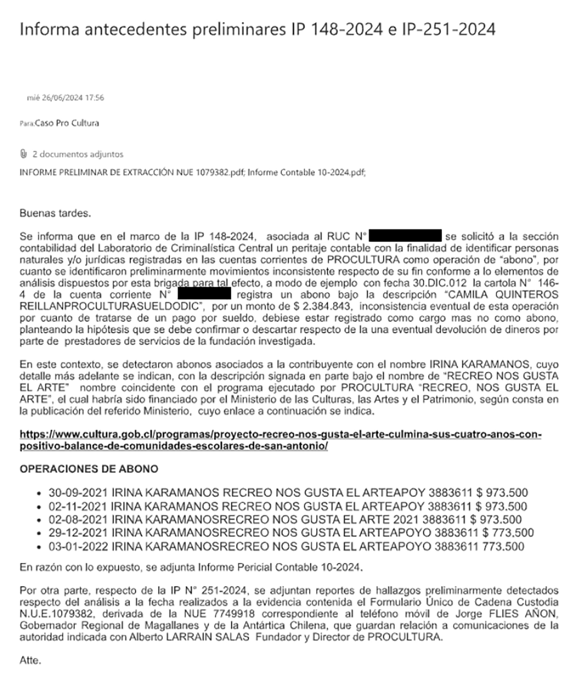 Detectaron transferencias sospechosas de la ex pareja del presidente chileno Gabriel Boric a una fundación investigada por fraude al Fisco.