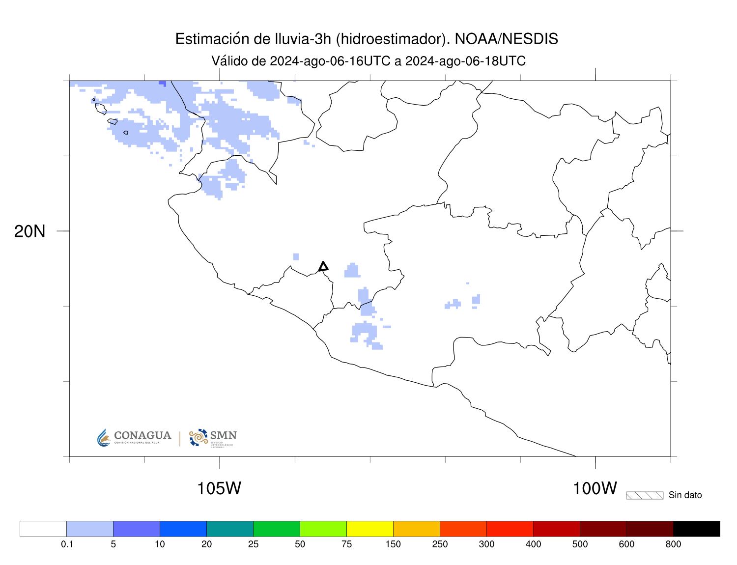 Imagen 3: Hidroestimador de las últimas tres horas.