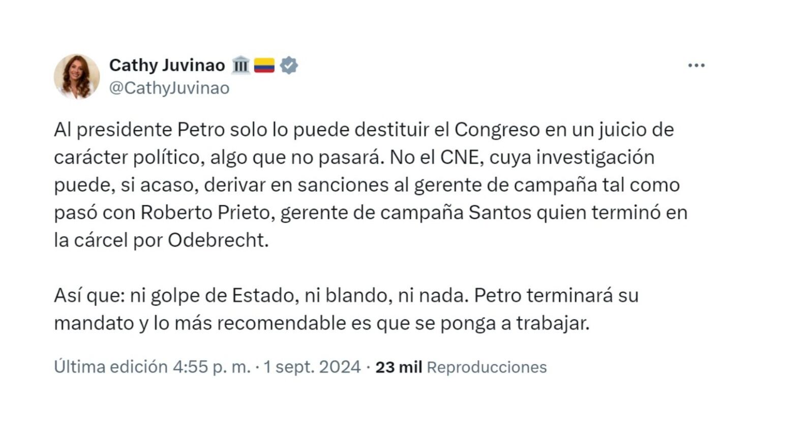 Cathy Juvinao y sus pullas a Gustavo Petro