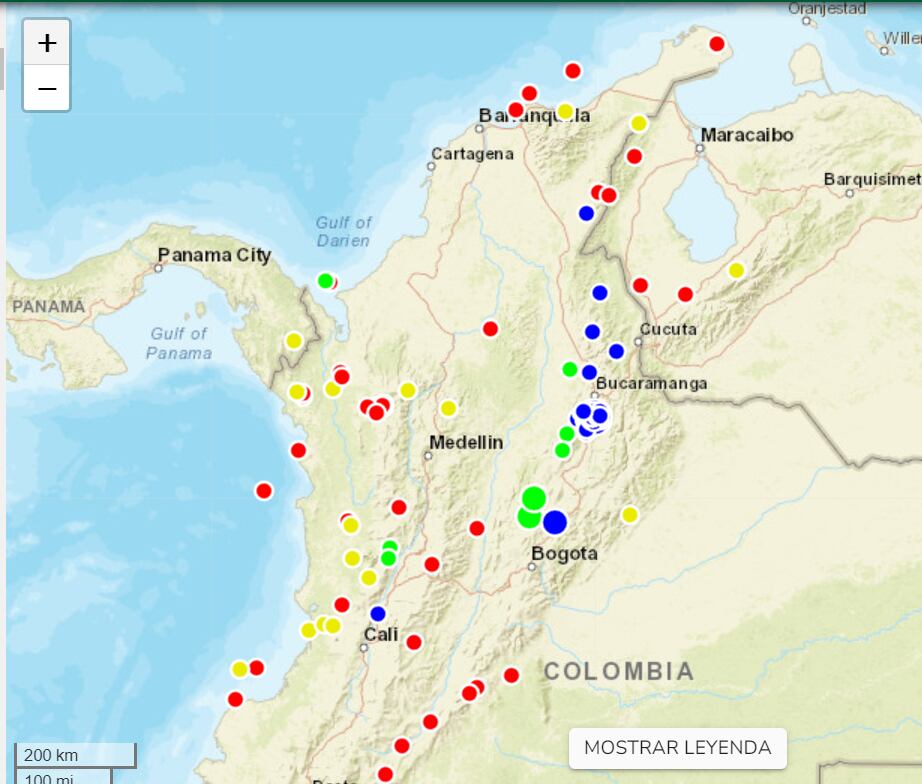 Así se ve el panorama sísmico del país, el 2 de julio de 2024 - crédito SGC