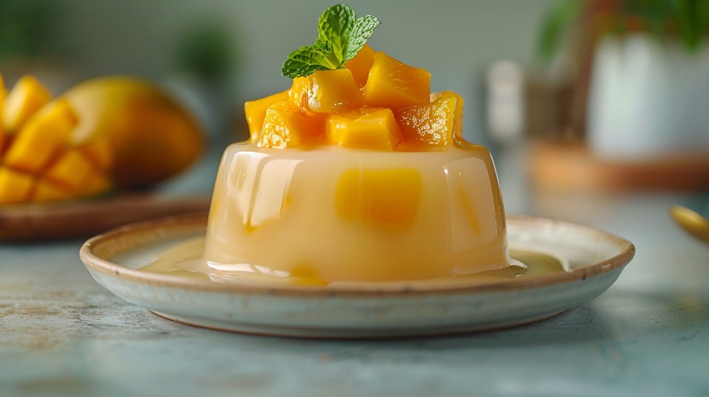 Postre de amaranto y mango, gelatina nutritiva, opción vegana, baja en calorías, receta fácil y saludable. - (Imagen Ilustrativa Infobae)