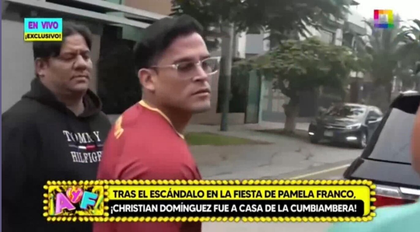 Christian Domínguez fue captado en exteriores de la casa de Pamela Franco tras rumores que Cueva estaba adentro