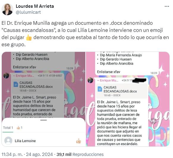 Lourdes Arrieta chats visita de los diputados de LLA a los represores en el penal de Ezeiza