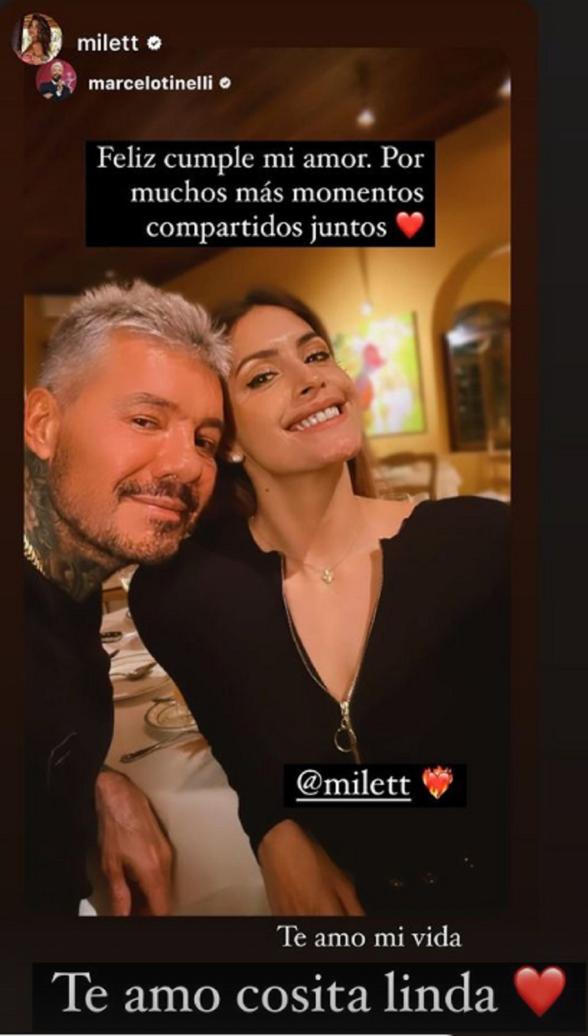 El posteo de Marcelo Tinelli y la respuesta de su novia Milett Figueroa