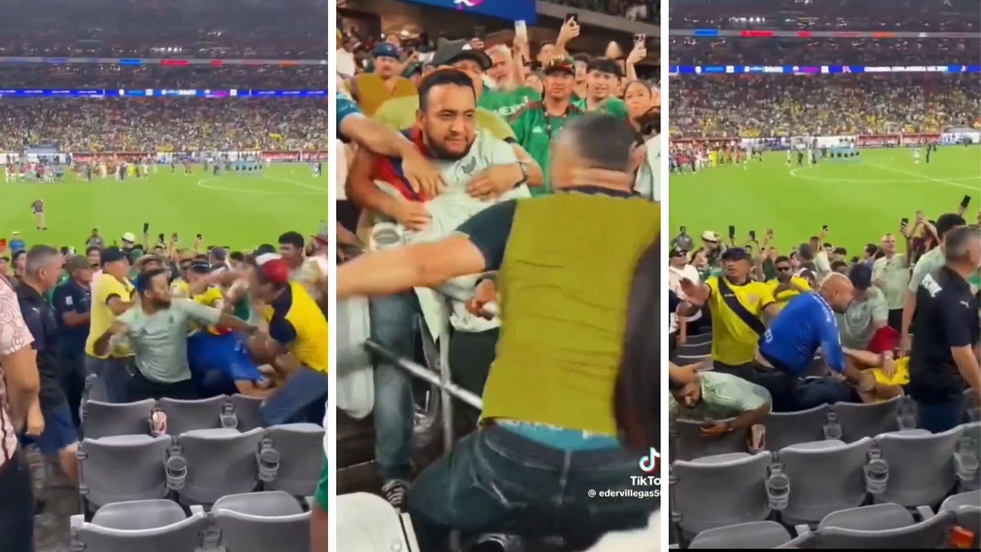 Pelea aficionados México vs Ecuador - Copa América 2024