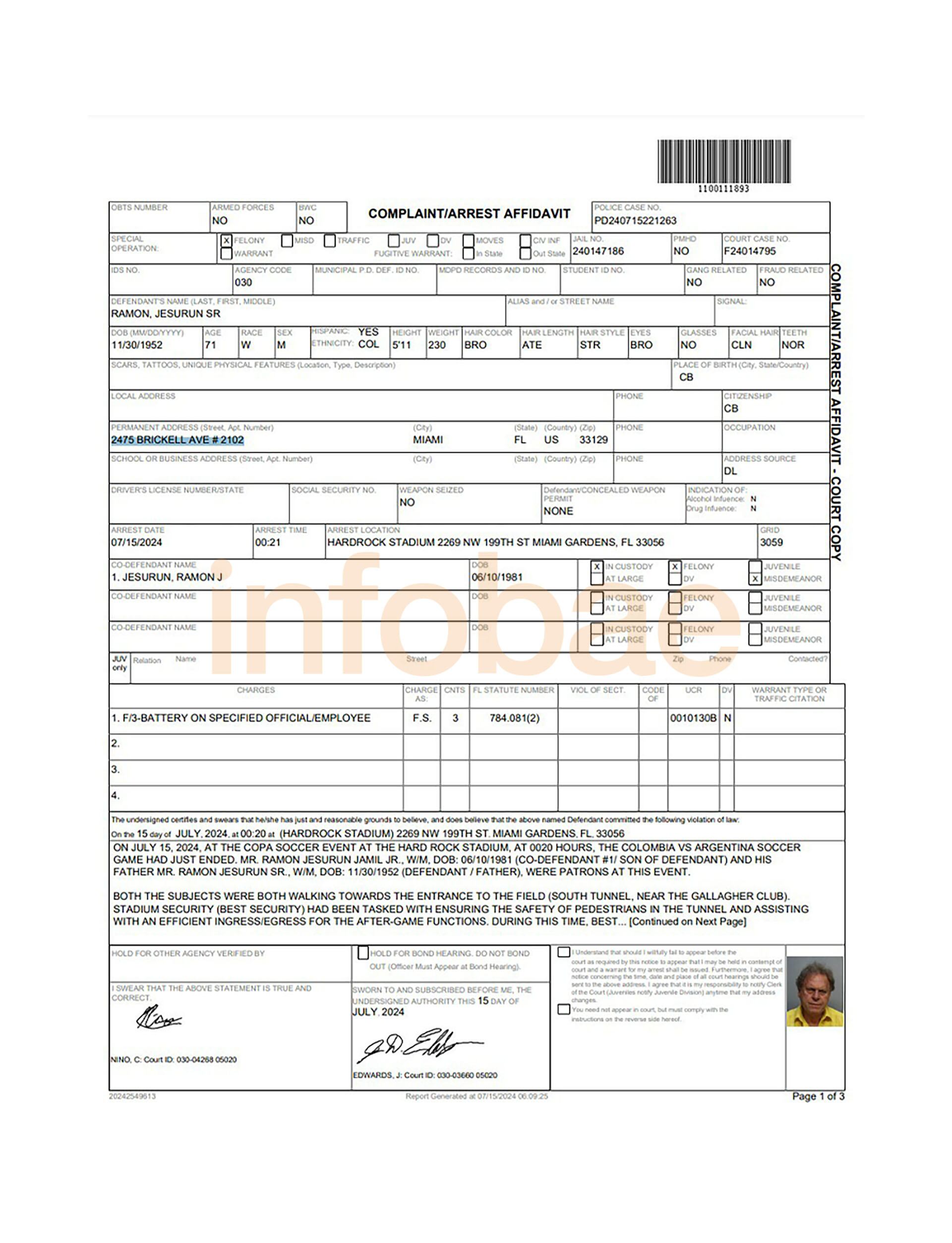 Ramón Jesurún documento