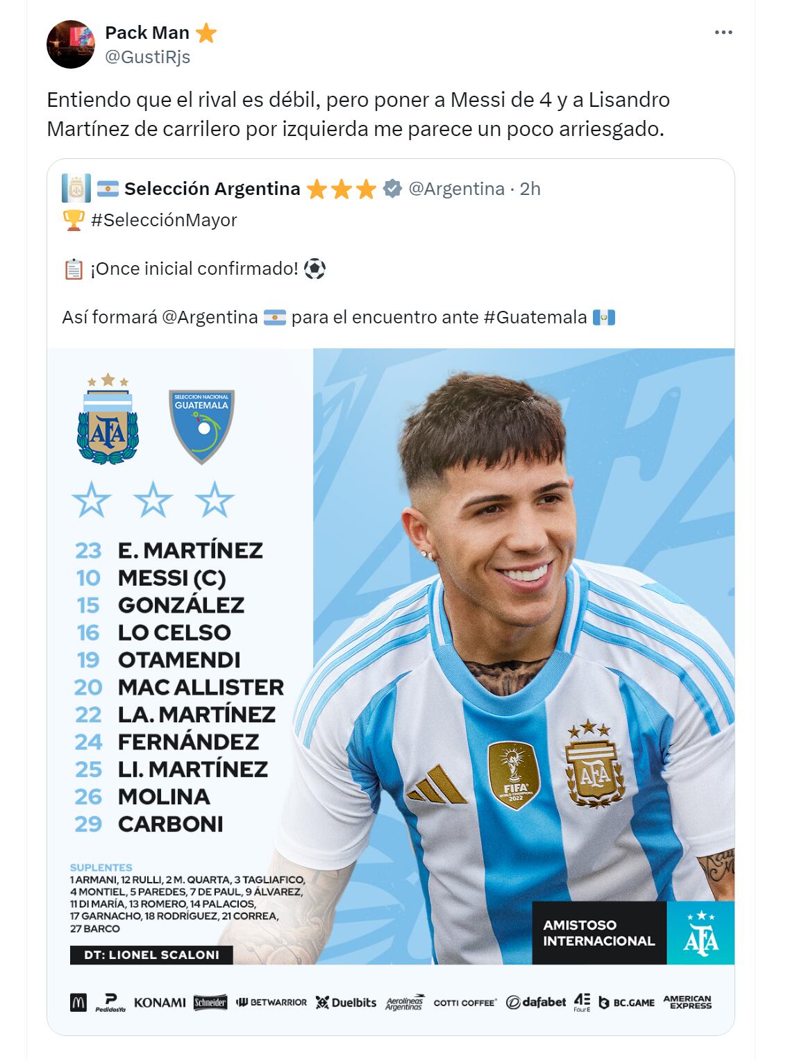 Los mejores memes del amistoso de Argentina ante Guatemala