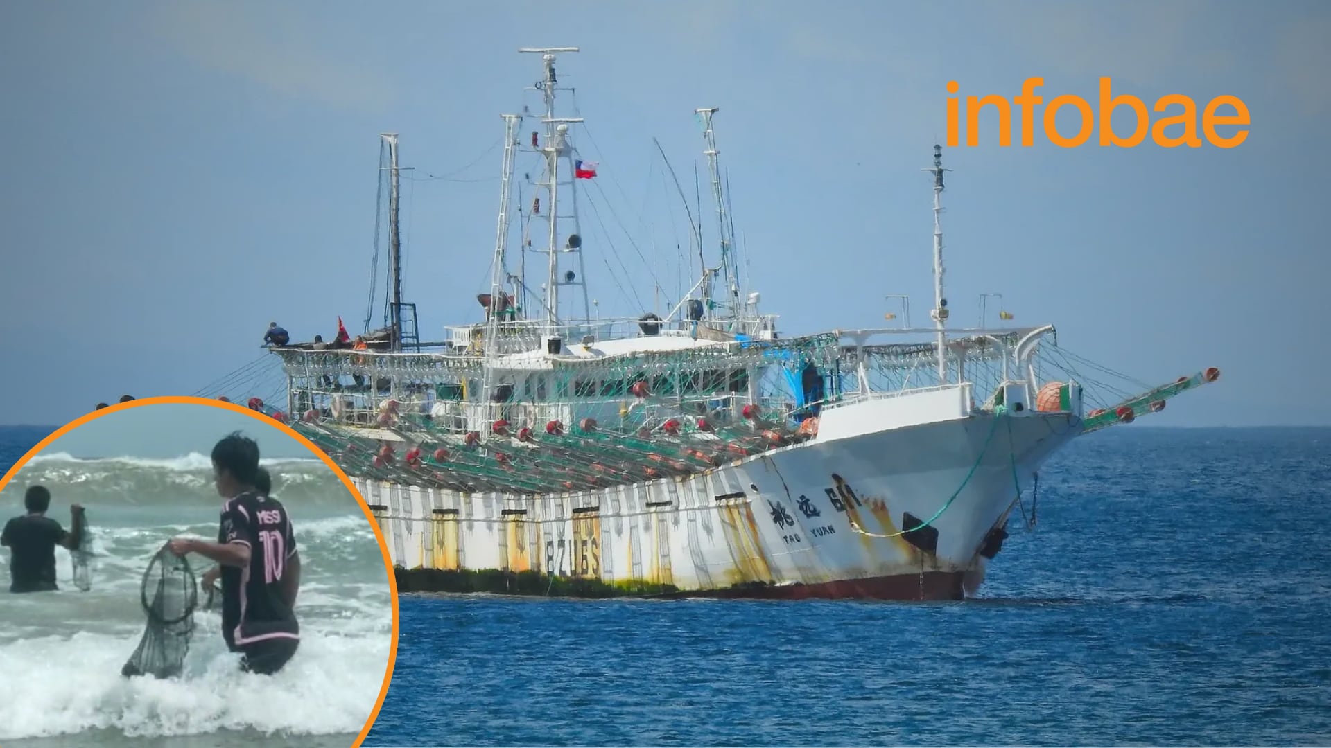 Pescadores del puerto de Paita denunciaron que tuvieron que recurrir a extraer conchas de mar ante la falta de pota y hacen responsables a embarcaciones chinas, quienes estarían realizando actividades de pesca ilegal. (Foto: Composición - Infobae/Renato Silva/Marinetraffic)