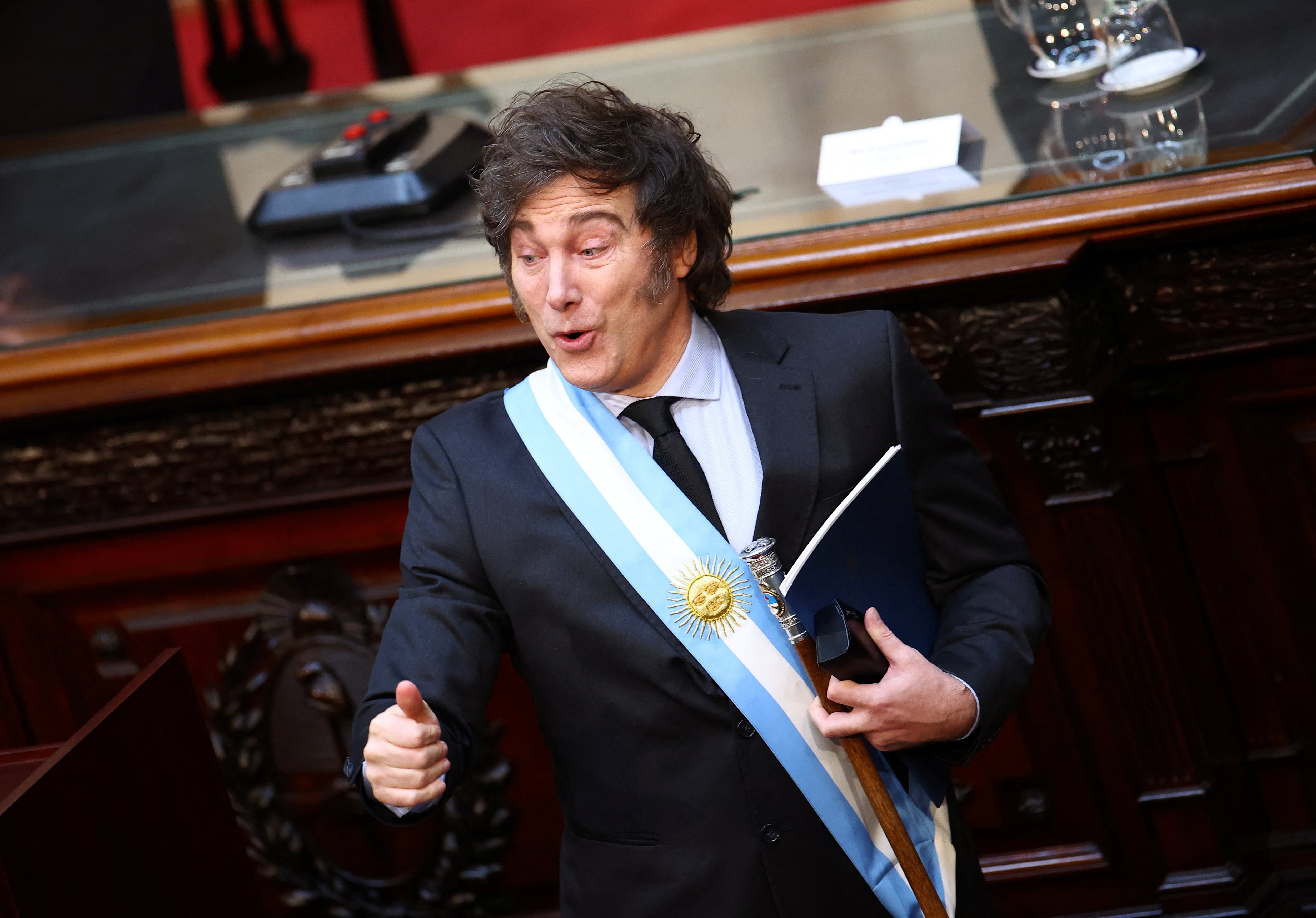 Javier Milei, esta noche en el Congreso (REUTERS/Agustin Marcarian)