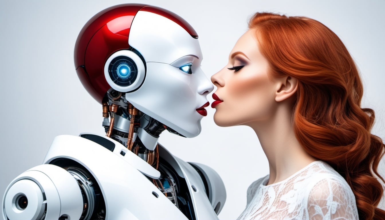 Una mujer besando un robot - (Imagen Ilustrativa Infobae)