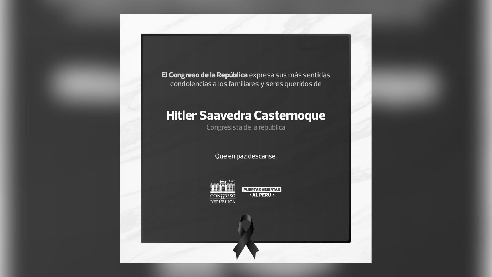 Congreso de la República se pronuncia tras muerte de Hitler Saavedra. (Fuente: Congreso del Perú)