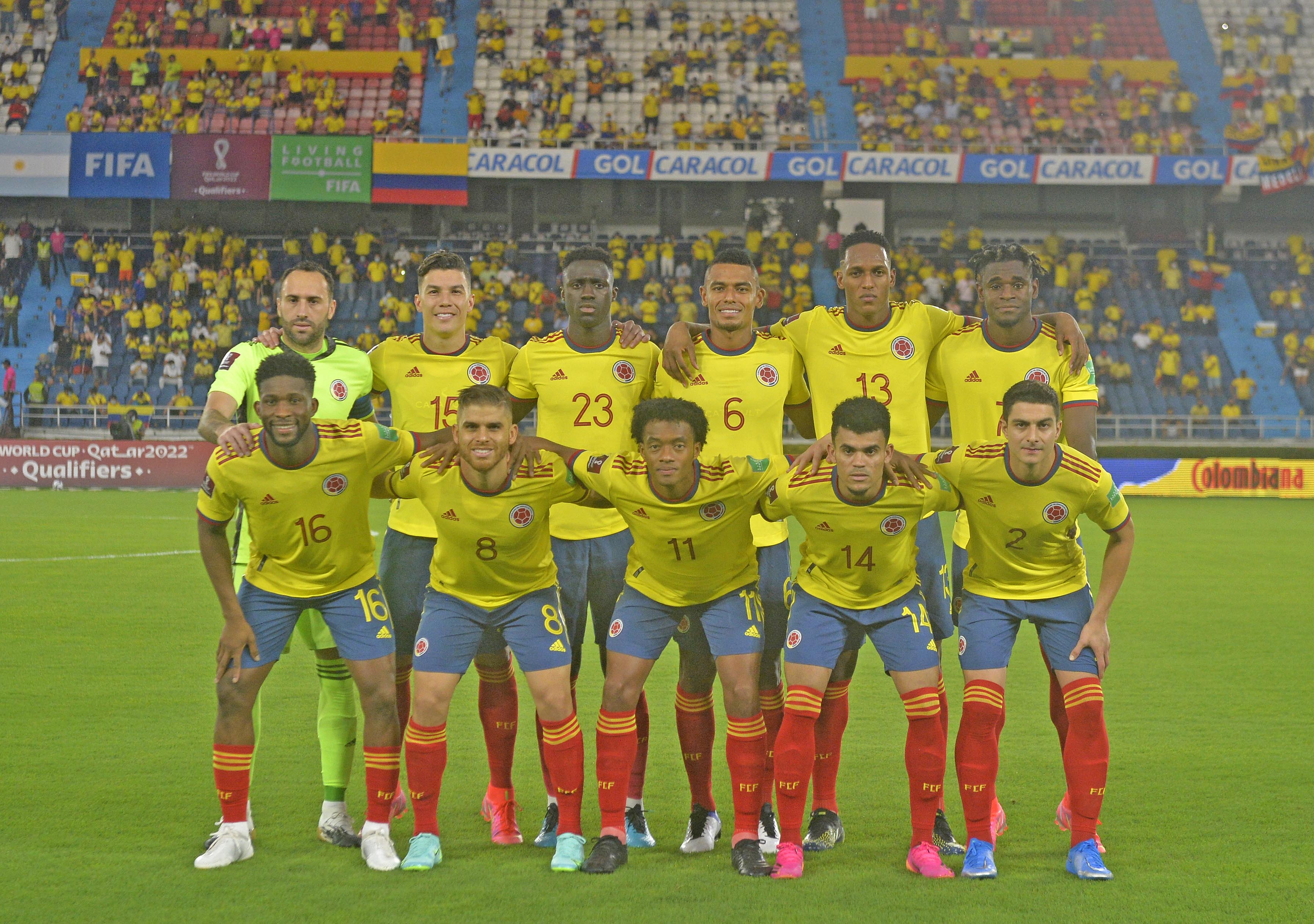 La selección Colombia que disputó el partido ante Argentina por las eliminatorias de Qatar 2022 - crédito FCF