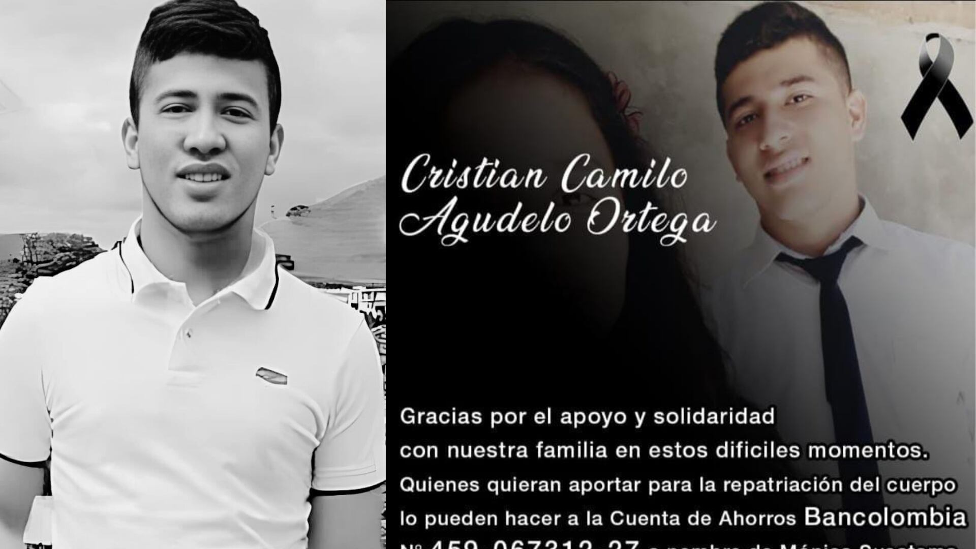 Cristian Camilo Agudelo fue el joven aparentemente asesinado en Perú - crédito redes sociales/Facebook