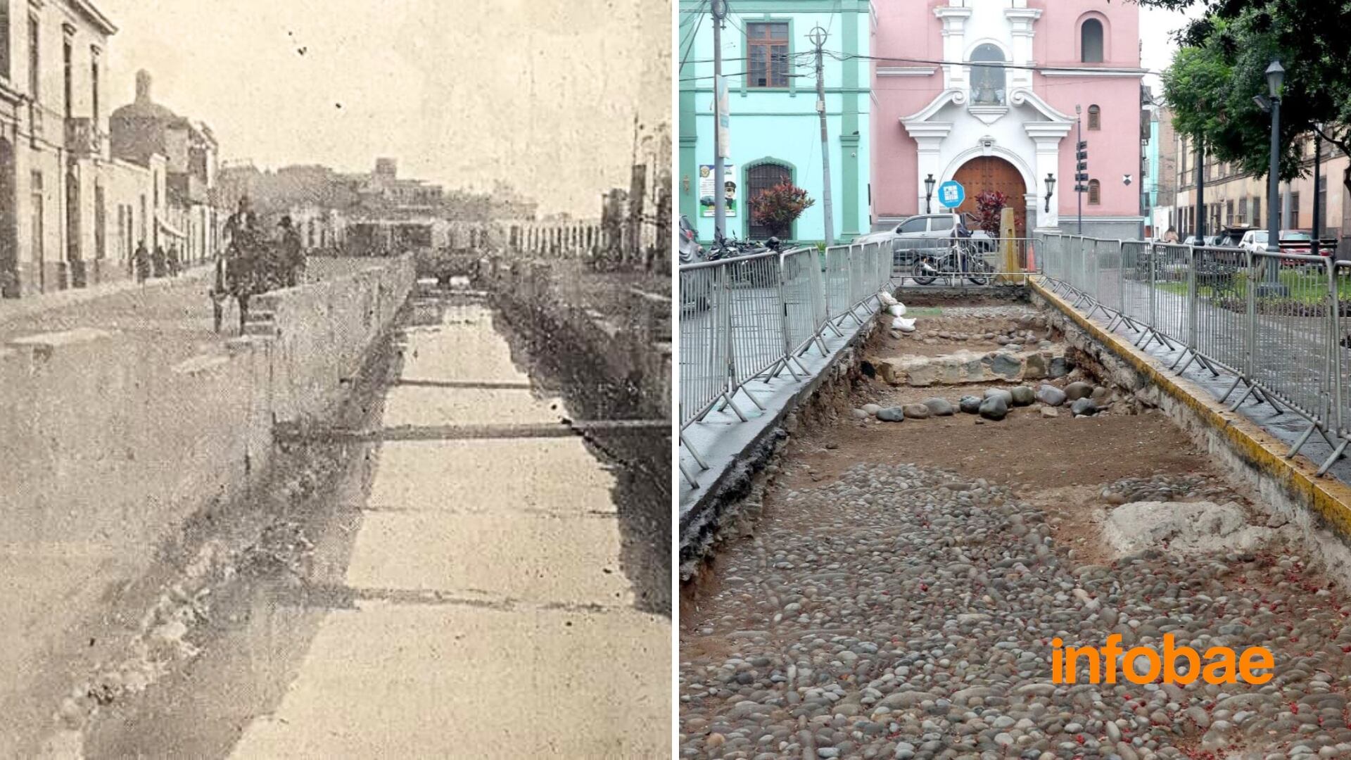 El canal del Huatica pasando por la calle Las Carrozas en los Barrios Altos, diciembre 1912.