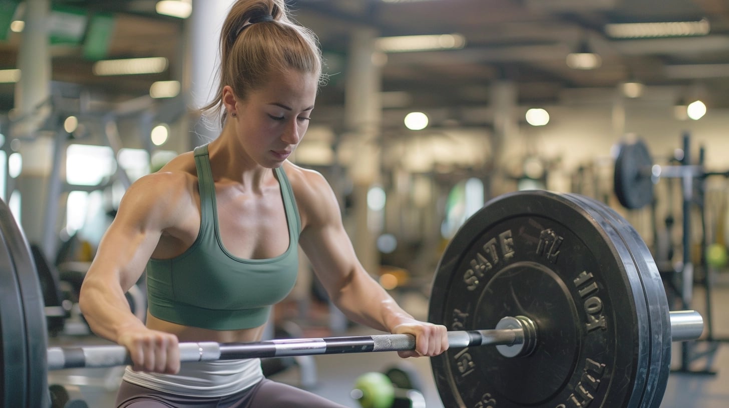 Joven ejercitándose con pesas en el gym, representando la importancia de la actividad física en el interior para la salud y una vida sana. Su esfuerzo subraya el valor del cuidado personal y la constancia en el entrenamiento para alcanzar objetivos de bienestar y fortaleza física, rodeada del ambiente motivador del gimnasio. (Imagen ilustrativa Infobae)