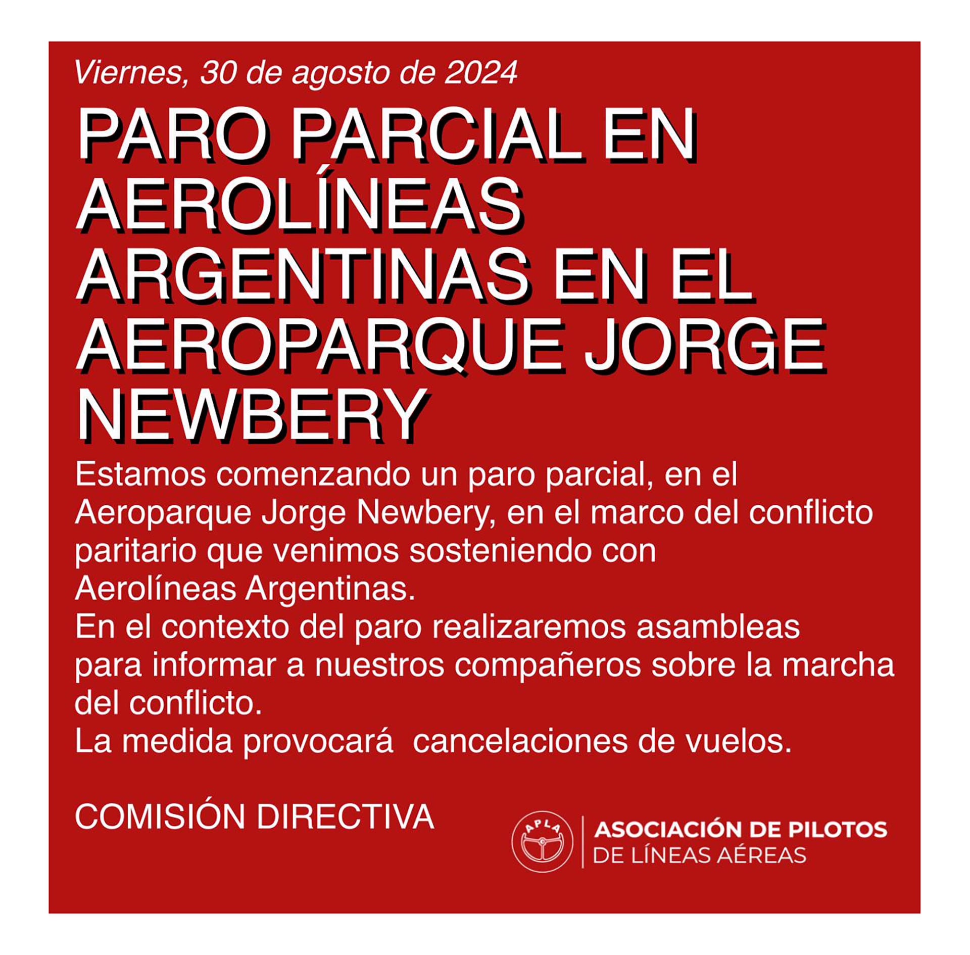 Paro parcial aerolineas