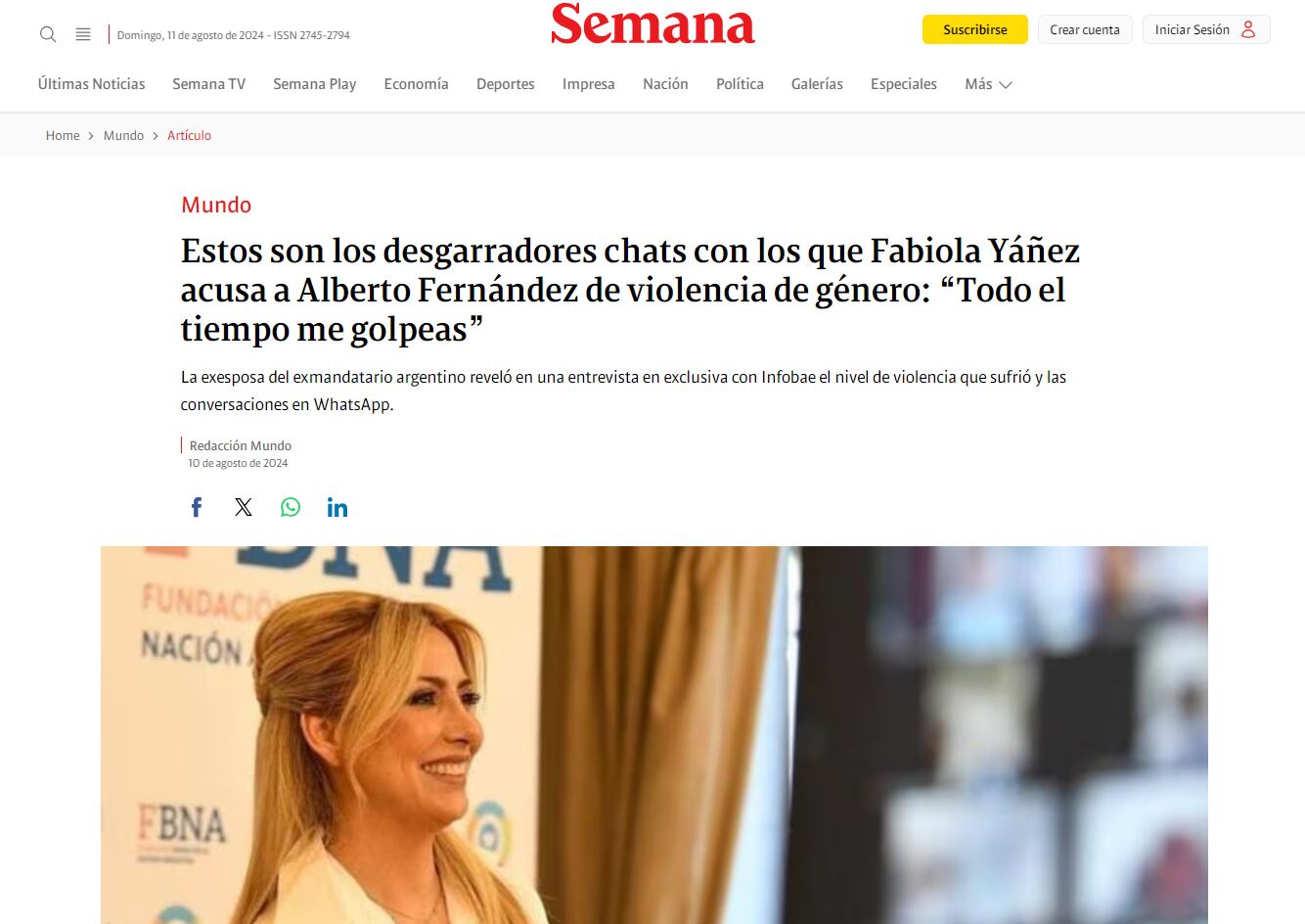 Repercusiones internacionales de la entrevista a Fabiola Yañez Semana Colombia