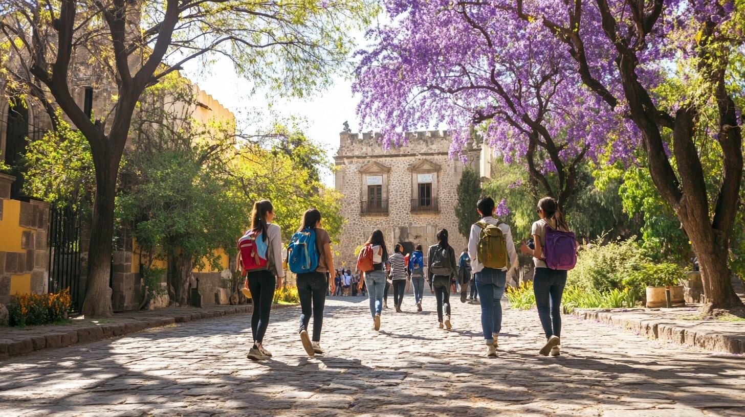 Imagen de adolescentes felices con mochilas, caminando hacia la escuela. Otras opciones: grupo de amigos, estudiantes alegres, regreso a clases. - (Imagen Ilustrativa Infobae)