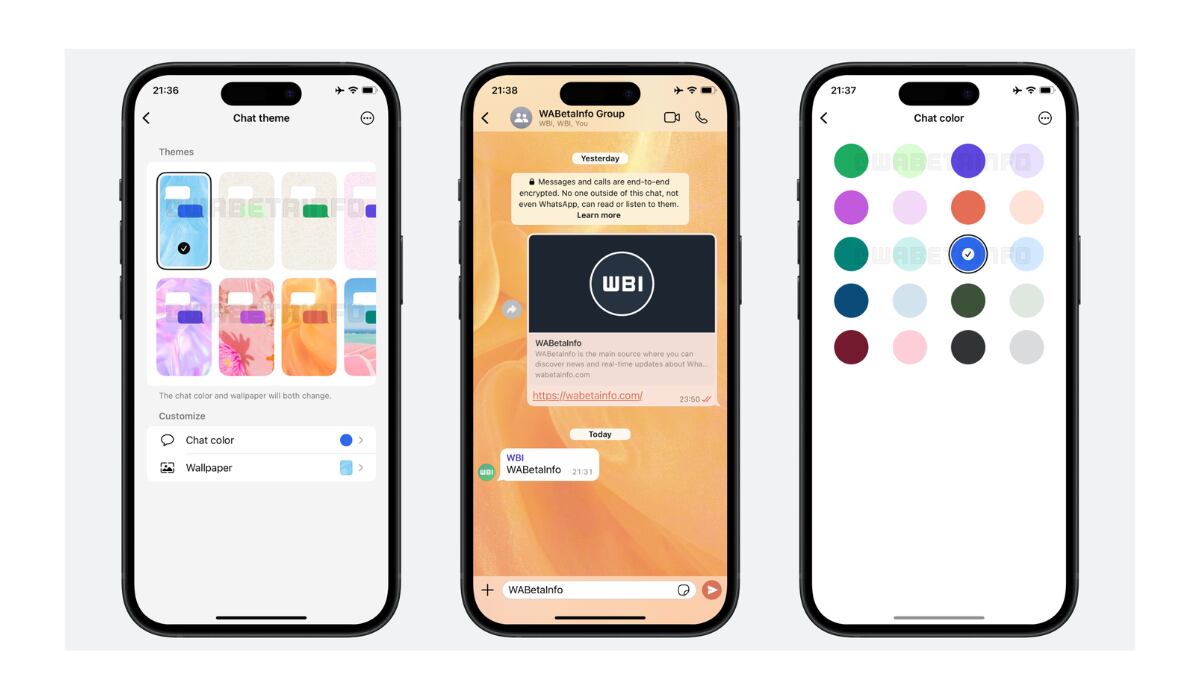 Los usuarios podrán escoger entre más de diez colores. (WaBetaInfo)
