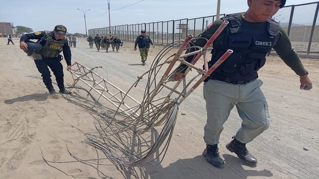 Erradican antenas ilegales en exteriores del penal de Trujillo. (Foto: gob.pe)