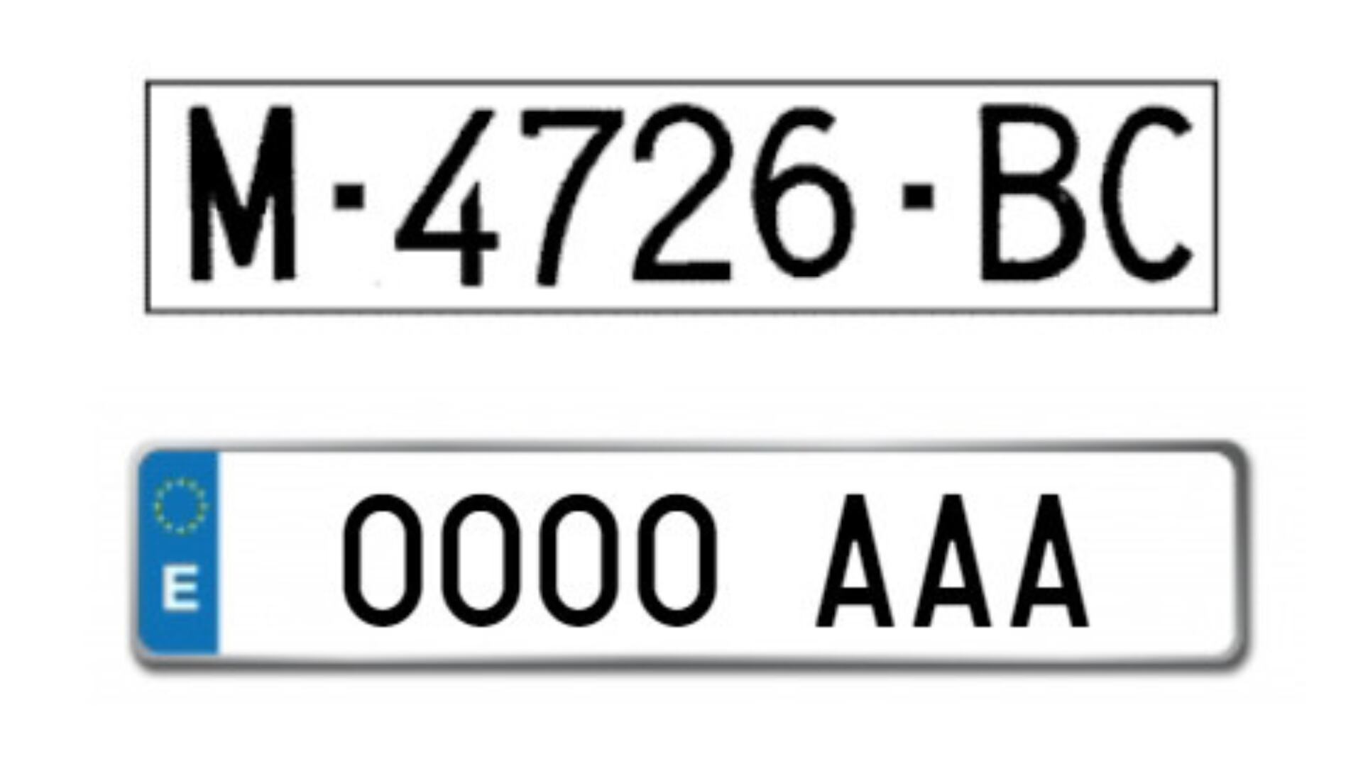 Ejemplo de matrícula antigua y nueva (Montaje Infobae con imágenes de la DGT)