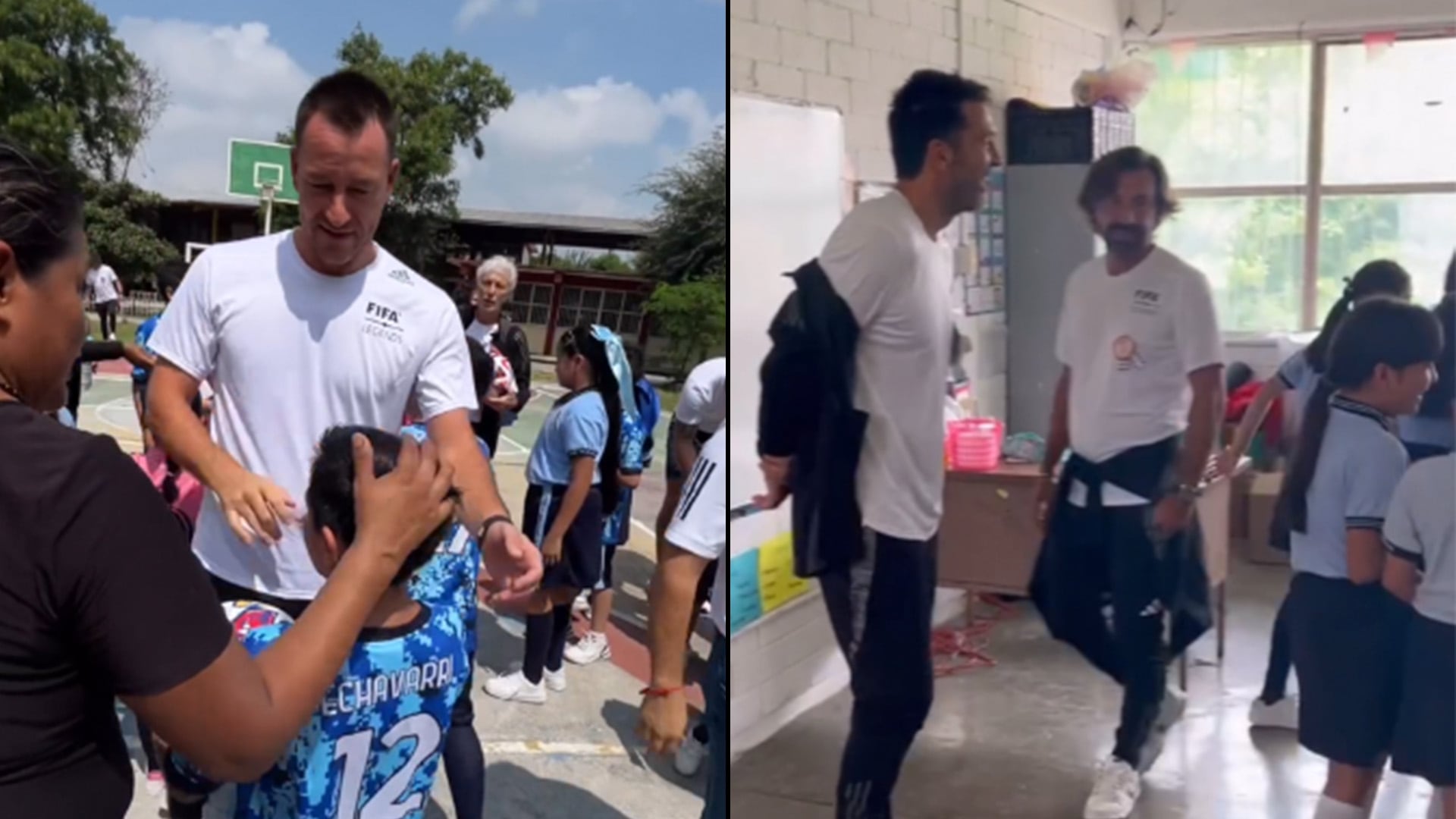 Leyendas de FIFA sorprenden al llegar de “sorpresa” a primaria de Monterrey