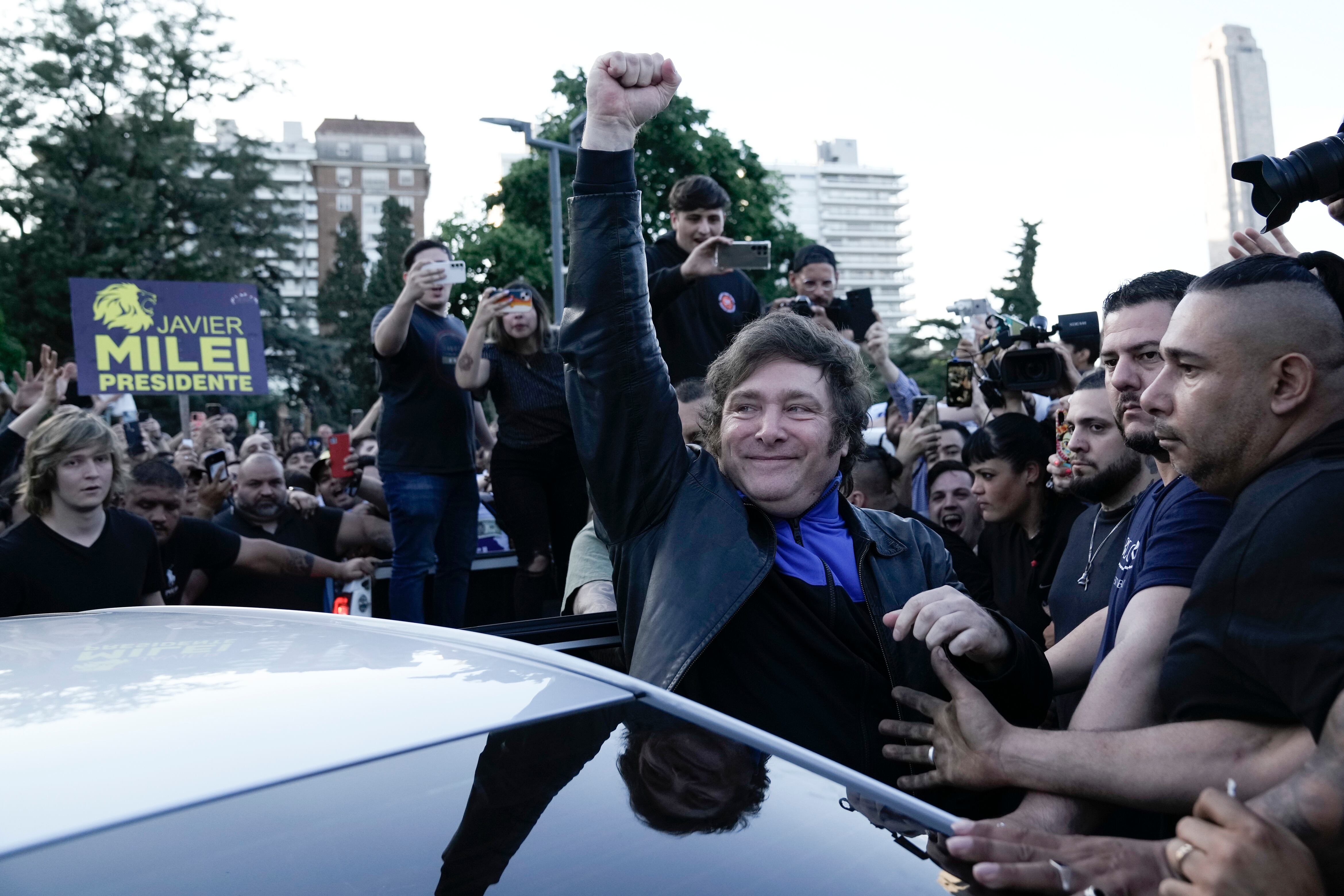 Javier Milei visitó la ciudad de Rosario el pasado 14 de noviembre, apenas cinco días antes del balotaje en el que superó a Sergio Massa. (AP Photo/Rodrigo Abd)