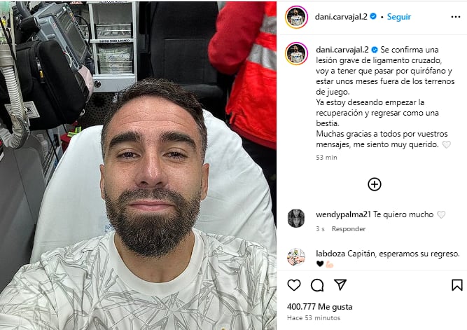 La publicación de Dani Carvajal