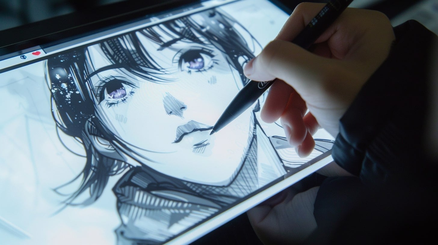 Proceso creativo de un webtoon con técnicas de dibujo digital en un estudio de arte. - (Imagen Ilustrativa Infobae)